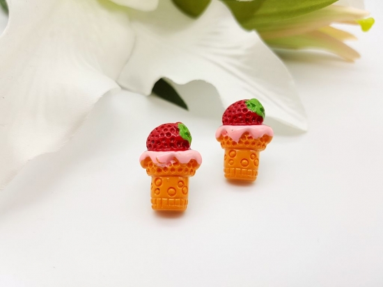 Erdbeer Eis Ohrstecker Waffeleis Ice strawberry